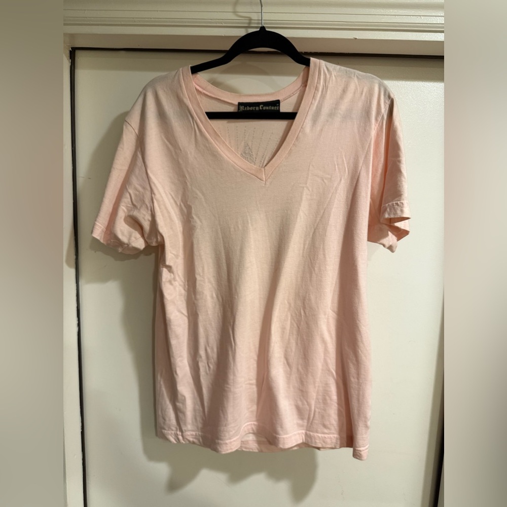 Reborn couture embellished light pink v-neck